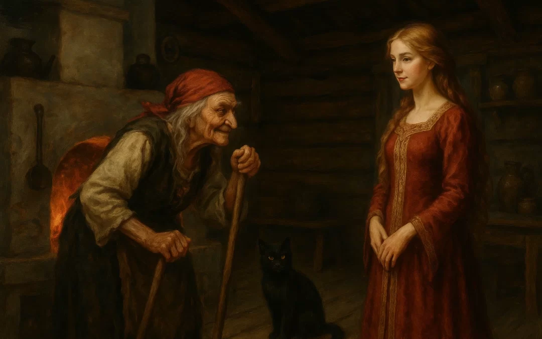 Баба Яга принимает в гостях девушку