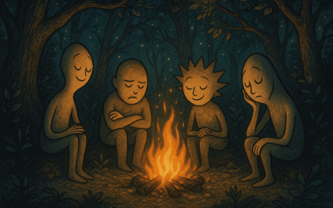 Символическая встреча Души, Эго, Личности и Сущности у огонька в тёмном лесу