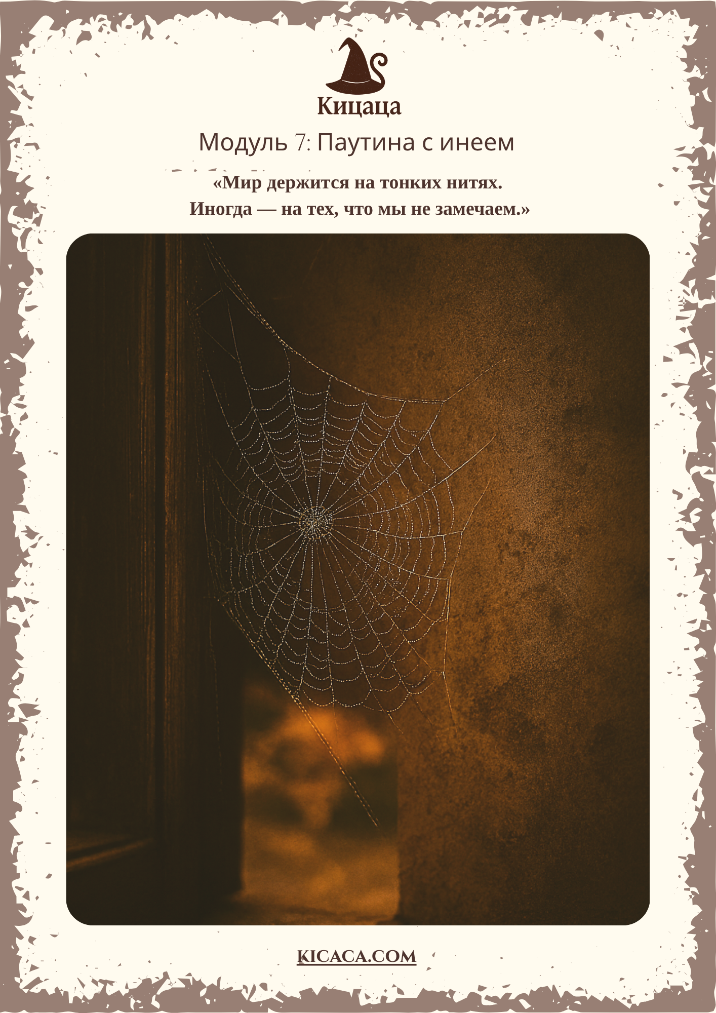 Паутина с инеем — тонкая, холодная, но всё ещё держит мир