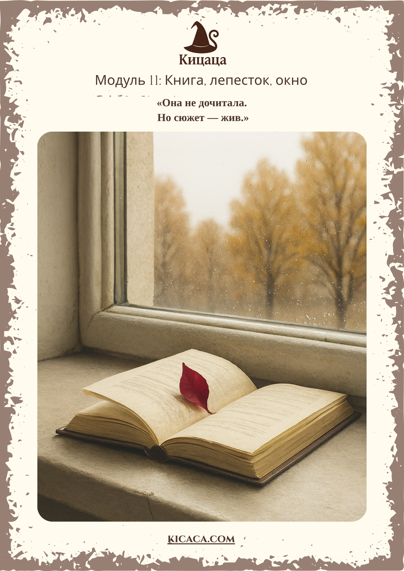 Открытая книга и лепесток у окна — она не дочитала