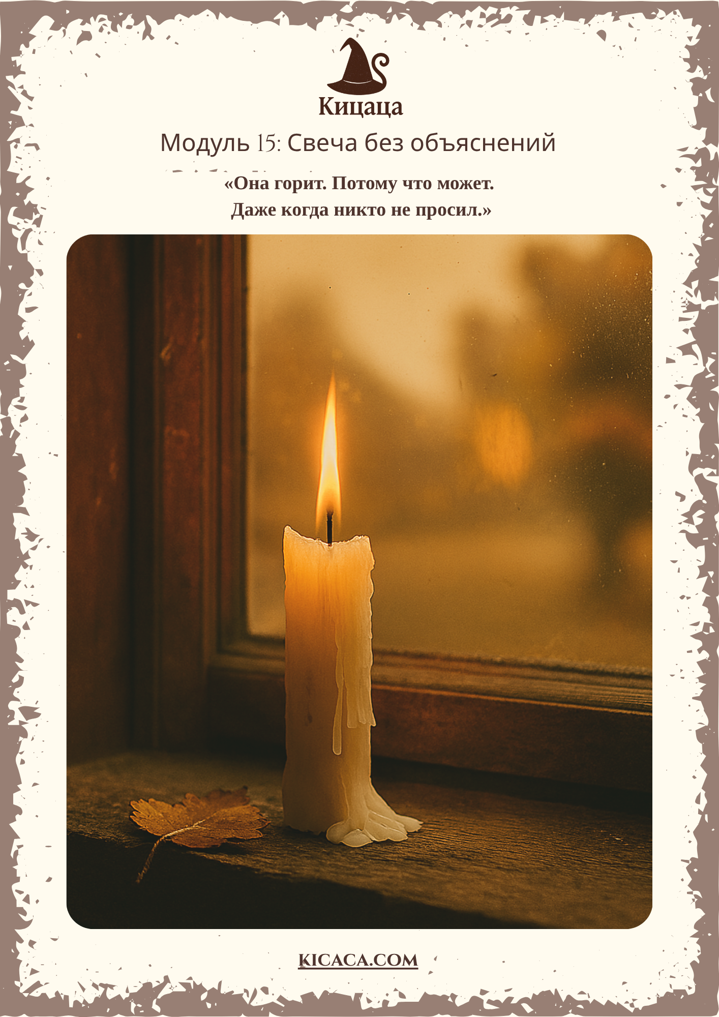 Одинокая свеча. Горит не потому что надо, а потому что может